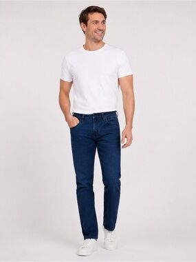 Kenneth Cole Men's Deep Blue Straight Jeans